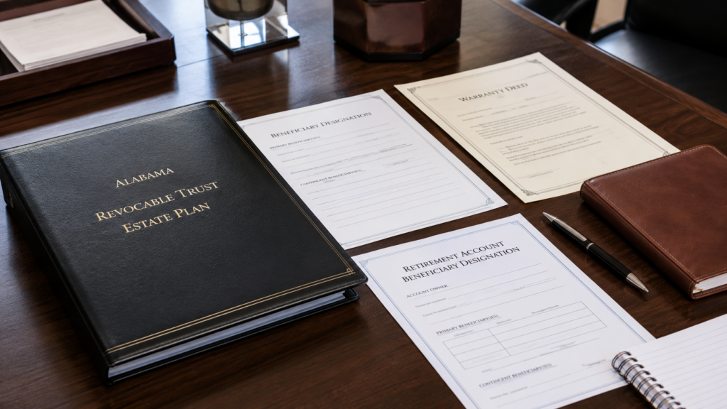 Professional estate planning desk setup