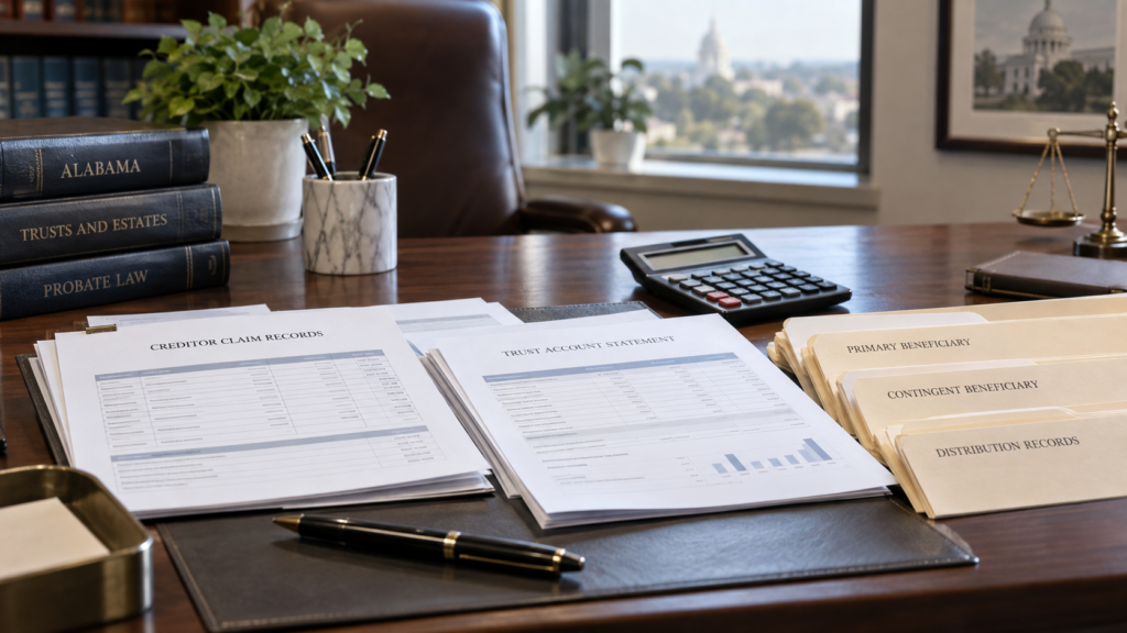 Alabama trust documents and creditor claim records